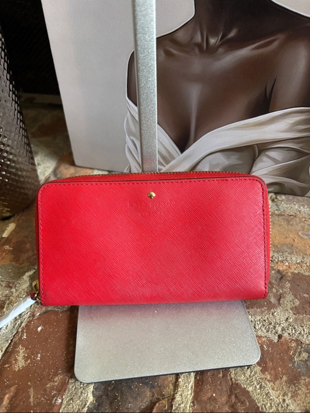 Kate Spade Red Women's Zip-Around Saffiano Wallet